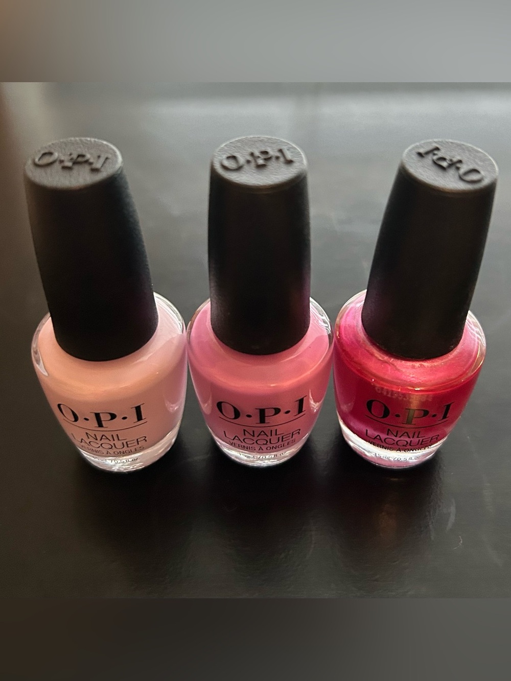 OPI Nail Lacquer Trio — Pale Pink, Bubblegum Pink & Hot Pink Shimmer